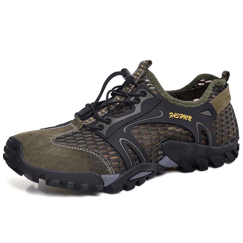 2024 Breathable Waterproof Hiking Shoe Men Suede Mesh Outdoor Sneakers Rock Climbing Shoes Man Sport Quick-dry Shoes