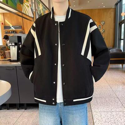 Men's American Vintage Patchwork Bomber Jacket - Trendy High Street Loose Casual Baseball Style
