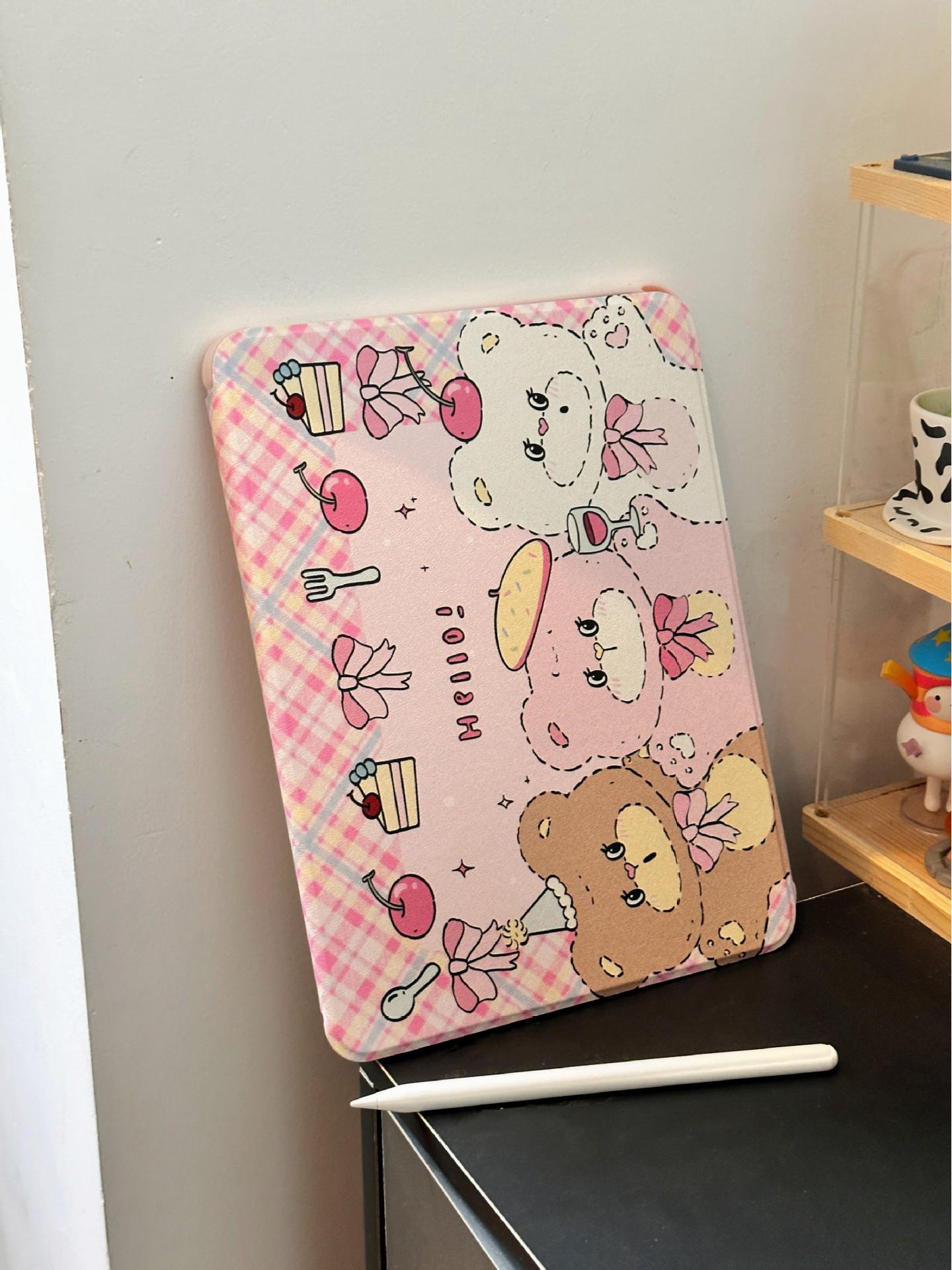 

Rotating Pink Plaid Candy Cake iPad Case for iPad Mini 6/Pro iPad mini 6/7 8.3-inch