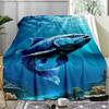 Orca Whale Jumping Ocean Scene Fleece Printed Flannel Blanket, Warm Soft Throw Sofa Bed Blanket