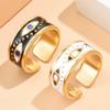 European Ethnic Devil's Eye Adjustable Gold-Plated Stainless Steel Ring with Colorfast Enamel Drip