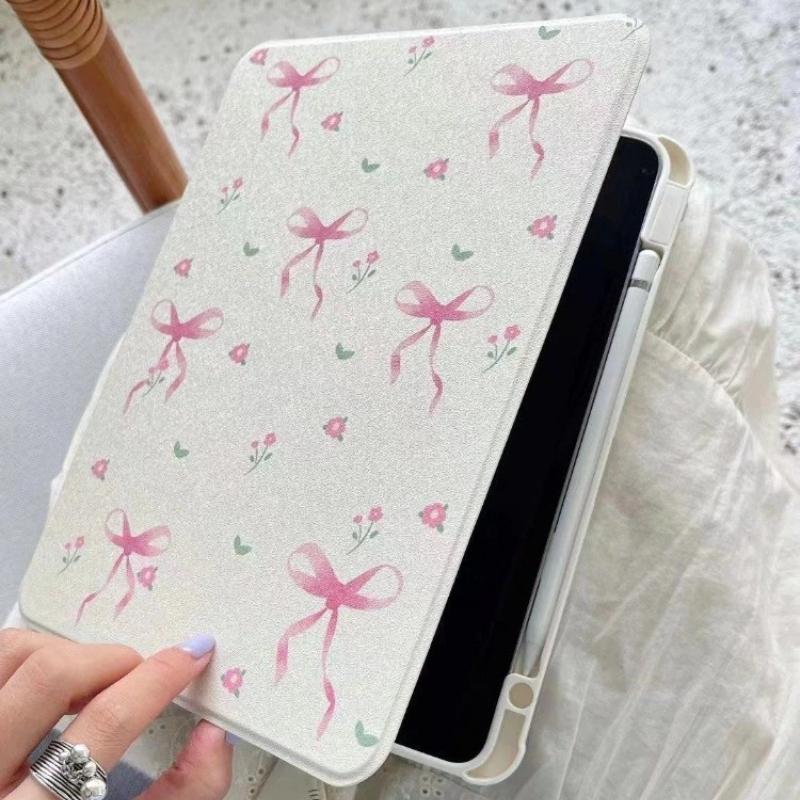 Smart Case with Pen Holder for Samsung Tab S7 S8 S9 11 Plus S10 S9 12.4 Inch Pencil Case for S7 Plus 12.4 Inch Pink Bow Print
