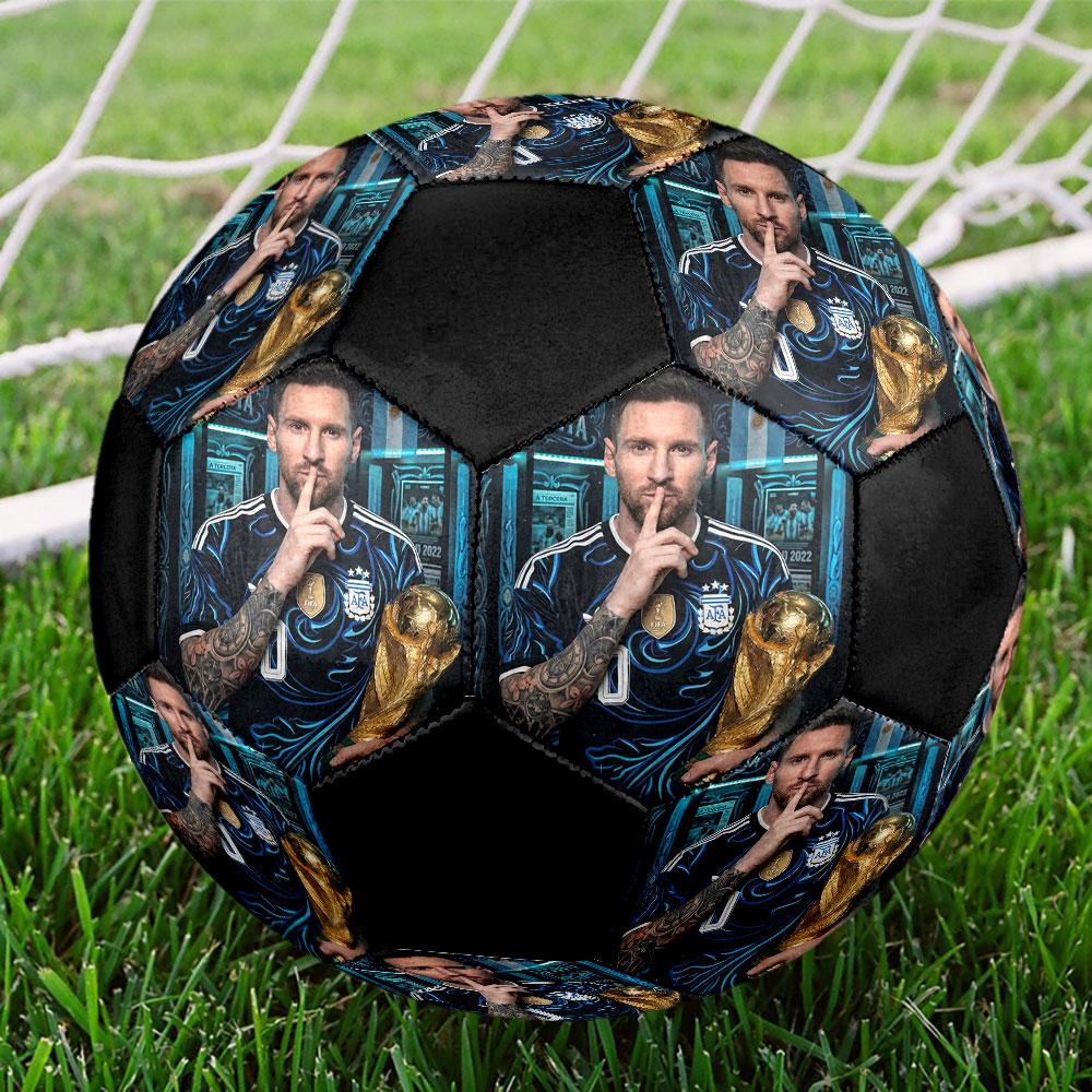 King Leo Size 5 Soccer Ball, Machine-Stitched PVC, Durable & High Bounce, All Ages Fit, Fan Merchandise, Matches & Outdoor Use.