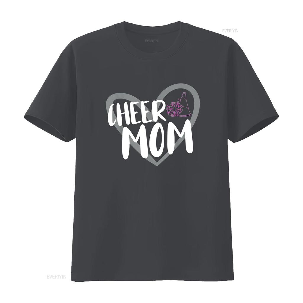 Funny Cheer Mom Heart Cheerleading Cheerleader T Shirt vintage Washed Top For Everyday Wear streetwear Casual designer clothes