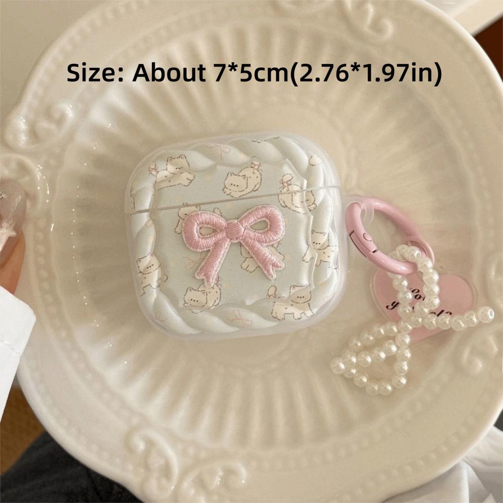 Embroidered Bow Headphone Box Cover TPU Protective Shell for Airpods 4/3/2/1/pro2/pro