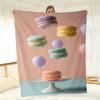Macaron balloon cake pattern Flannel printed blanket suitable for all seasons suitable for living room office sofa and travel