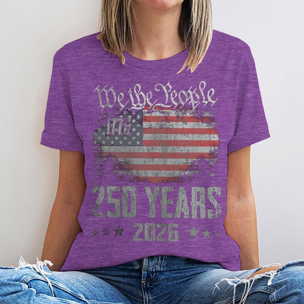 We The People 17762026 Tshirt 250 Years Of Freedom Vintage Usa Flag Graphic Tee Patriotic 4th Of July Casual Unisex Shirt