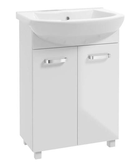 Bathroom cabinet with washbasin 85x60cm, white, standing on legs, Mila