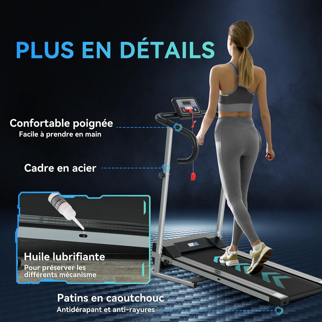 Foldable Electric Fitness Treadmill - .fr X FFHandball - 1 To 10 Km/h Multifunction Screen - 500 W Power