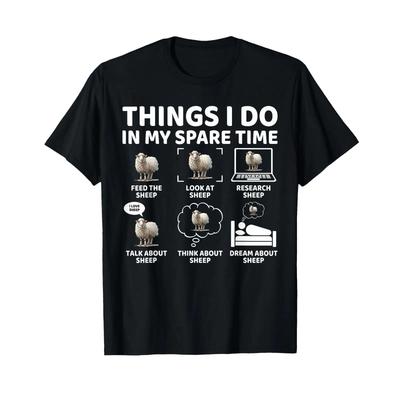Things I Do In My Spare Time Funny Sheep Lover Farmer T Shirt Vintage Washed Casual Slightly Fashion Homme Designer Clothes