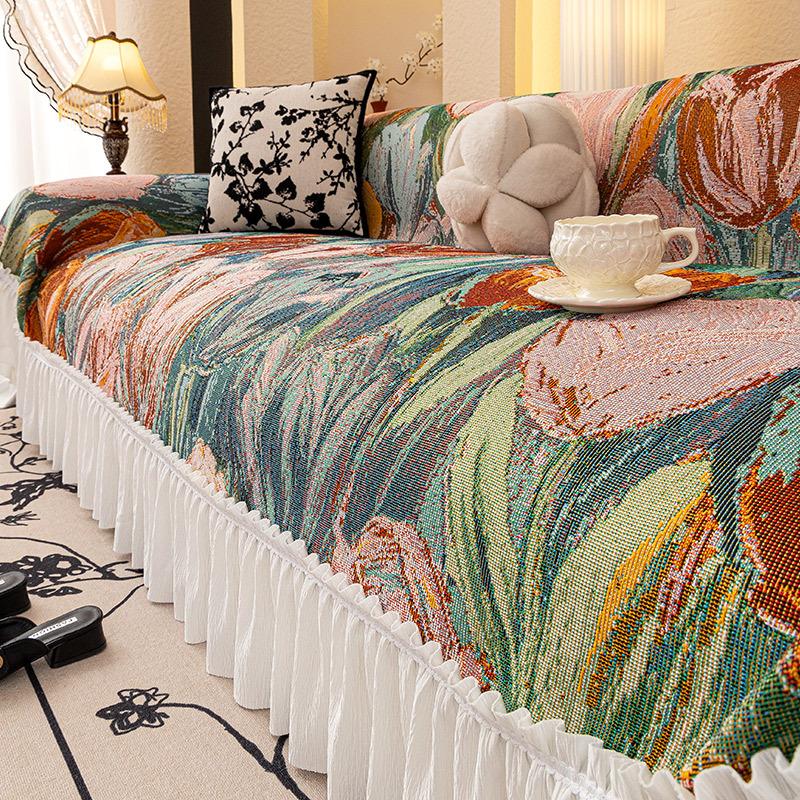 French 2025 New Sofa Cover Cloth Towel Universal In All Seasons, High-end Sense Non-slip and Anti-cat Scratch, a Whole Full-cover Blanket