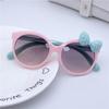 2-14 Jahre alte Mädchen glänzende Sonnenbrille mit Schleife, schöne Katze, Kinderbrille, modische Farbverlauf-Brille, UV400