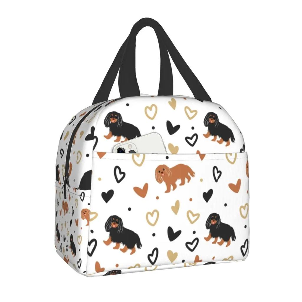 Dog Cavalier King Charles Spaniel Insulated Lunch Bag Resuable Cooler Thermal Lunch Box for Women Kid Picnic Travel