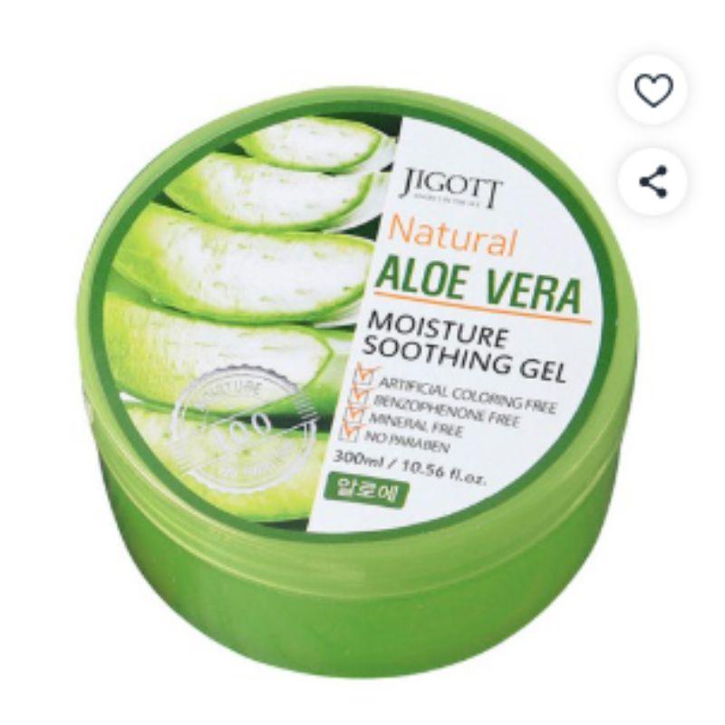 JIGOTT Natural Aloe Vera Moisture Soothing Gel 300ml – Hydrating Cooling Multi Soothing Gel Face & Body K-Beauty