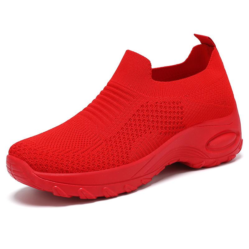 Fashion Red Women's Casual Sneakers Summer Comfortable Mesh Tennis Shoes Lightweight Soft Sole Slip-on Loafers Zapatos De Mujer