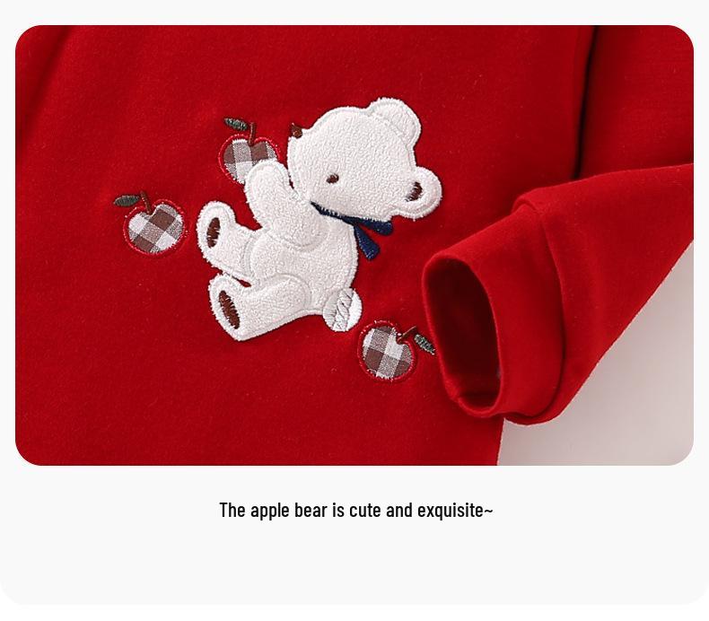 Premium Cotton Red Baby Romper - Thickened for Warmth, Perfect for Newborns in Autumn and Winter.