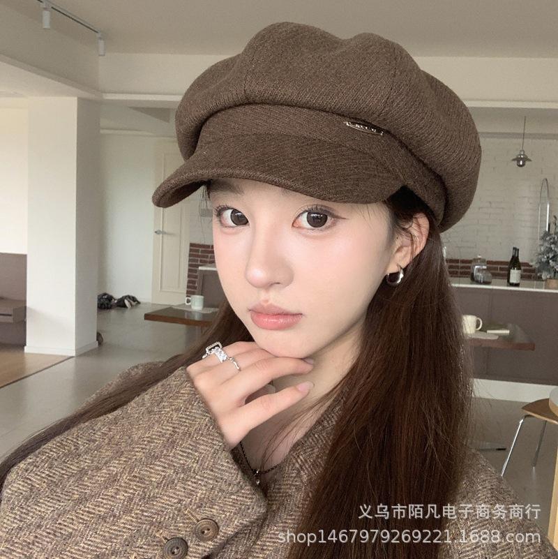 Early autumn female literary and retro beret casual travel painter hat new face small octagonal hat