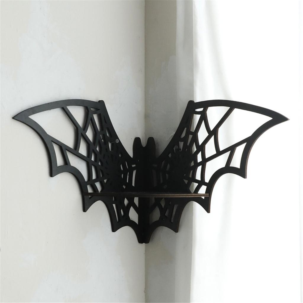 Festival Wood Spiderweb Shape Wall Mount Shelf for Halloween Decors Wall Floating Shelf Hanging Storage Rack for Party