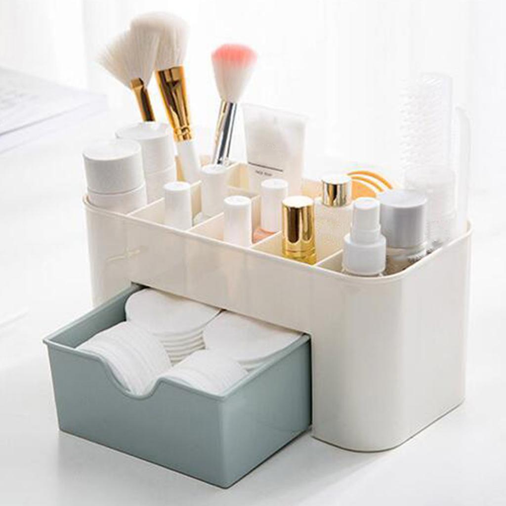Cosmetics Makeup Organizer PP Multifunctional 6 Compartments Makeup Desk Organizer with Drawer