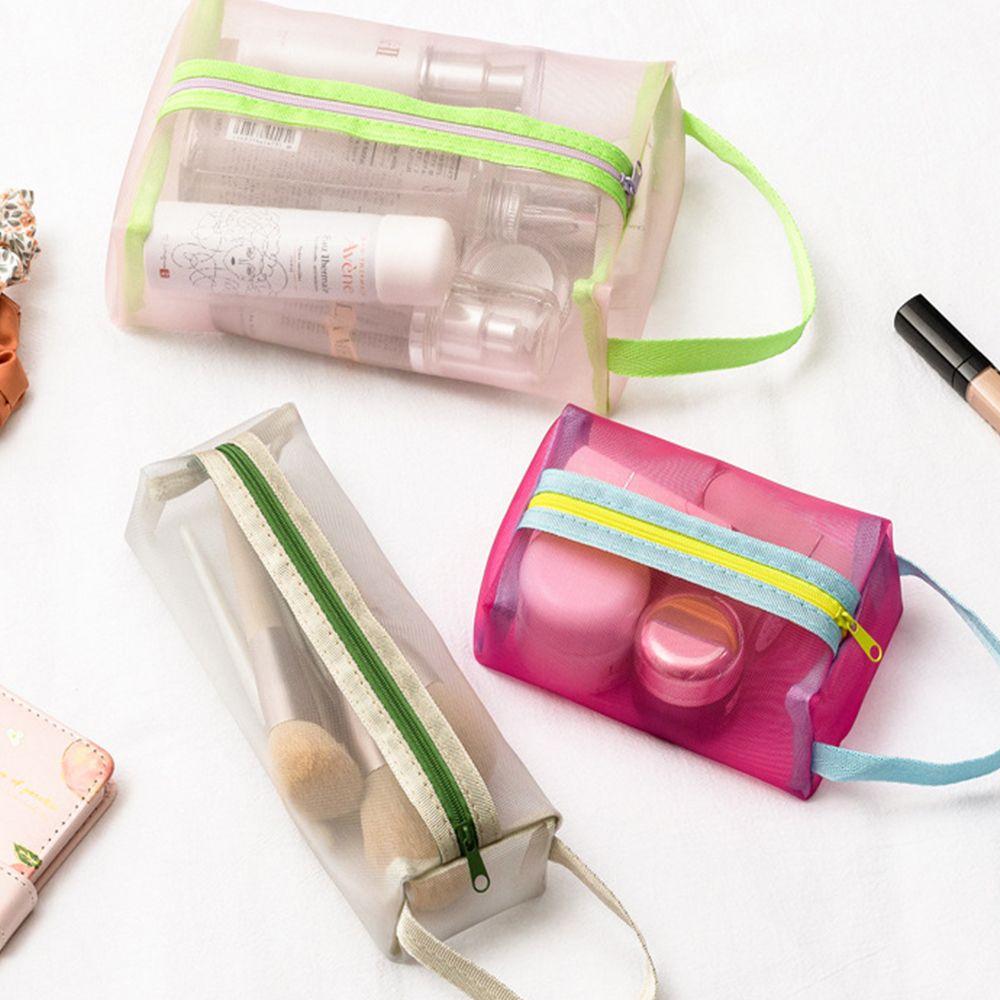 Zipper Storage bag Makeup Brushes Mesh Makeup Bags Cosmetic Bag Make Up Box Toiletry bags