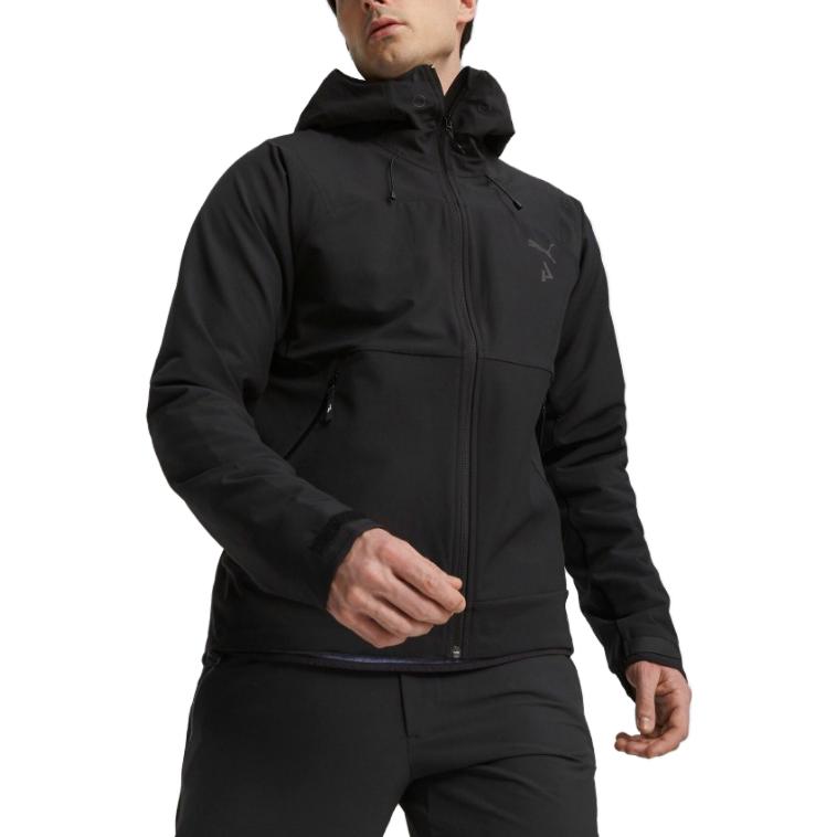 Puma Logo Print Kapuzen-Reißverschluss Webjacke Herren Jacken Schwarz 524108-01