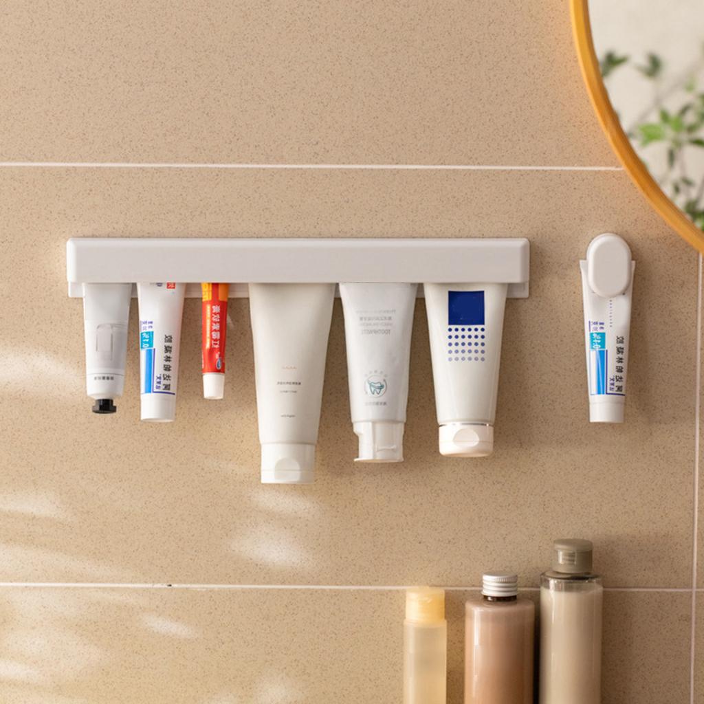 Wall Mounted Self Adhesive Toothpaste Holder Storage Rack Toothpaste Hook for Tidys and Clean Bathrooms