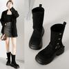 Retro  Autumn New Street Fashion Thick Heel Thick Sole Two Wear Martin Boots