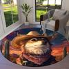 Cool animal cowboy styleRound Area Rug,Carpet Rug for Living Room Bedroom Sofa Playroom Decor,Non-slip Floor Mat