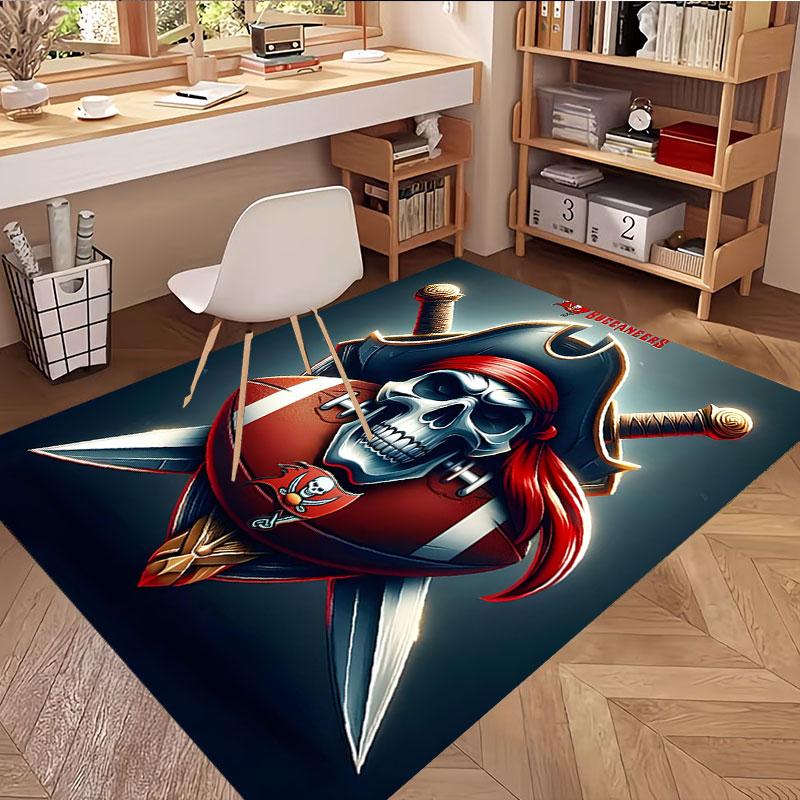 Tampa Bay Buccaneers Print Rug, Washable Floor Carpet, For Entryway Dorm Laundry Room Office Study, Home Decor Birthday Christmas Gift