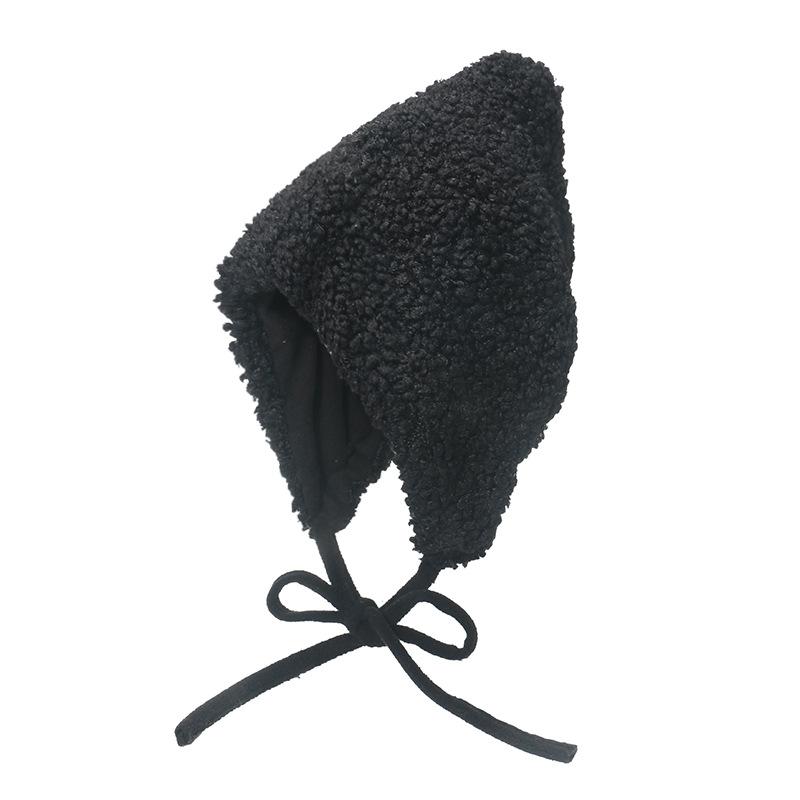 Korean Version Lace-up Plush Lei Feng Hat Autumn and Winter Lamb Wool Warm Hat Children's Cute Bag Head Thickened Ear Protection Cold Hat