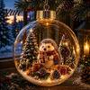 Shatterproof Plastic Spheres Glowing Christmas Story Ornament, Mini Holiday Scene In Ball, Light Up Decorative Ornaments for Home Clear Ball Xmas Tree