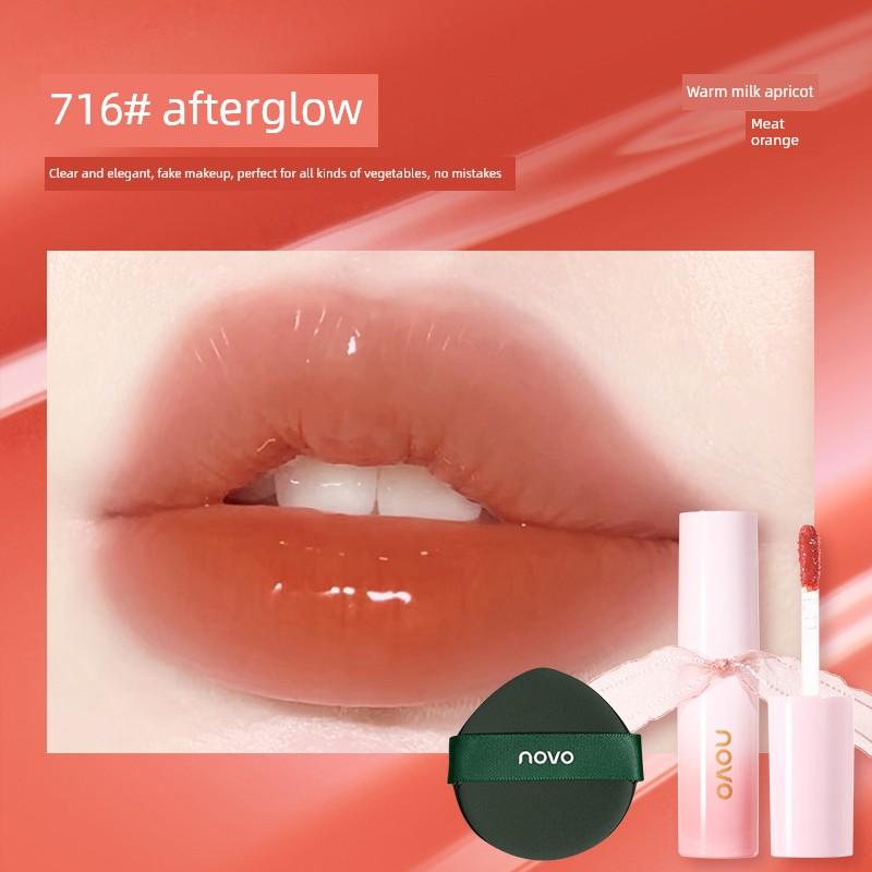 Novo Lip Gloss Mirror-Like Water-Glossy Lip Gloss Moisturizing Long-Lasting Color Moisturizing Lipstick Natural Look Whitening Affordable for Students