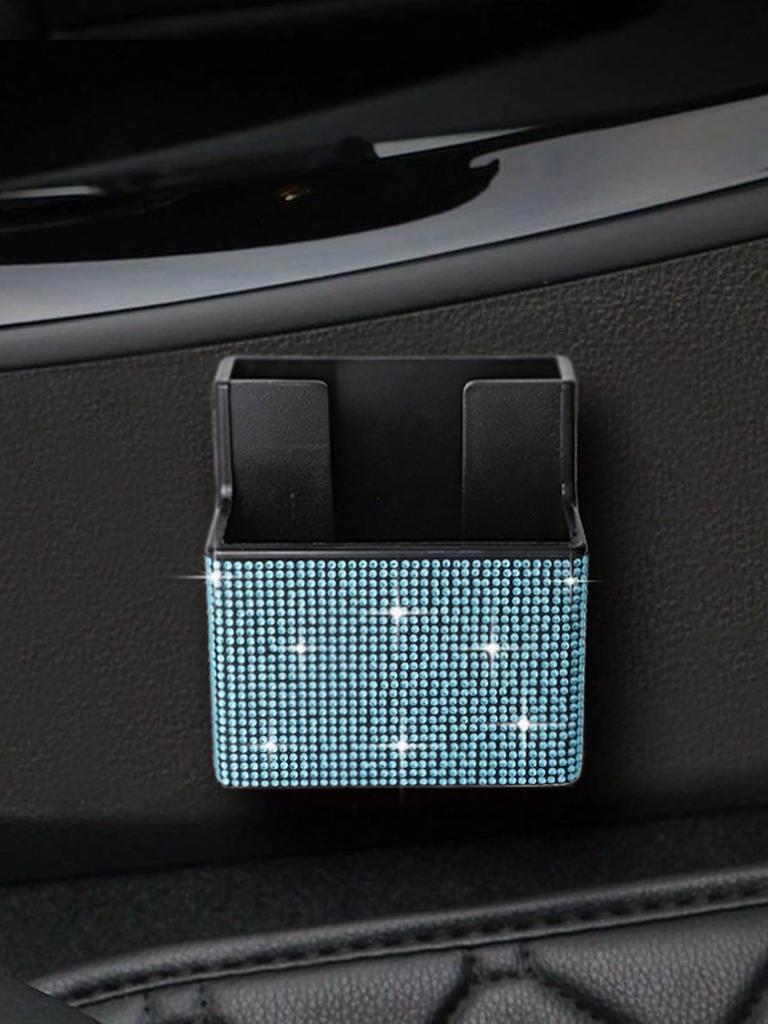 Bling Car Dashboard Organizer – Rhinestone Adhesive Storage Box, Non-Slip Liner, Universal Fit for All Vehicles
