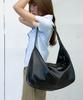 Chicks Crumple Glossy Leather Peddler Bag Black