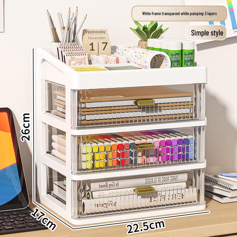 Transparenter Schubladen-Schreibtischorganizer für Schreibwaren und Kosmetika
