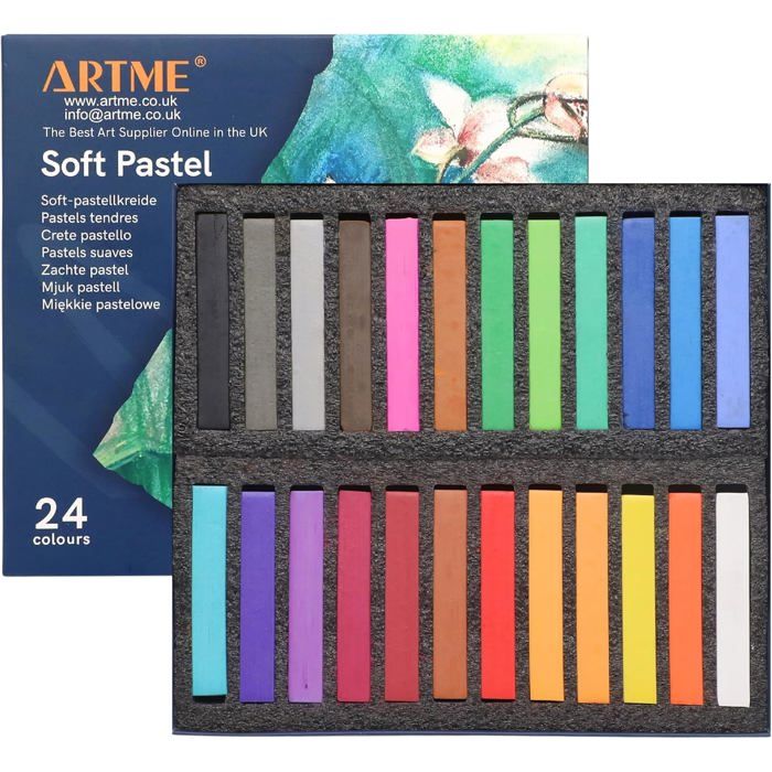 ARTME Pastels Tendres 24pcs, Couleurs Vives Assorties, Idéaux Pour L'art, L'artisanat Et Les Croquis