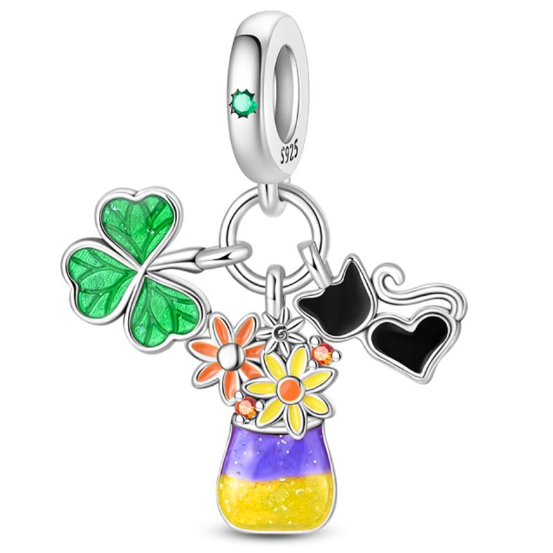 Original Copper Charm Beads Glowing Luminous Lantern Angel Magic Cat Jungle Pendant Bead For Bracelet Charm Jewelry