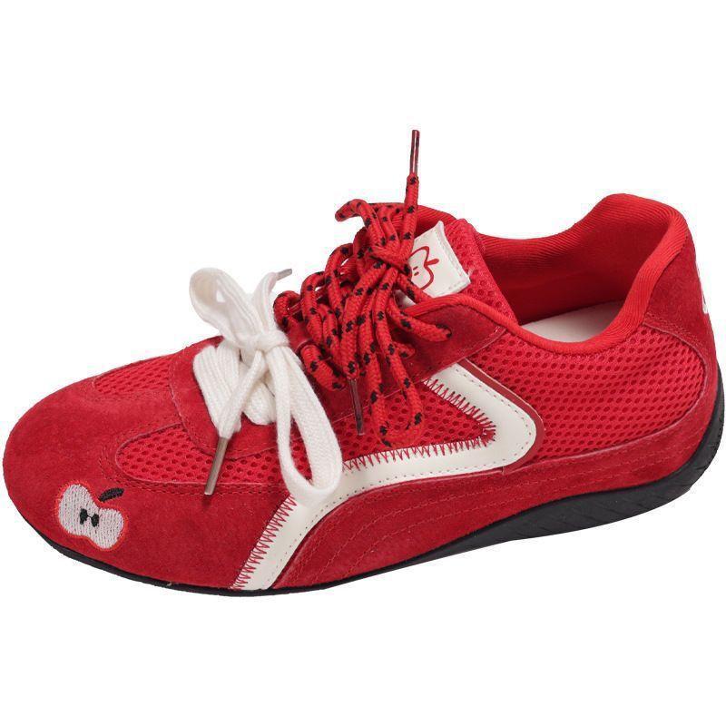 Red retro German training shoes, new spring and autumn Korean leisure student sports Forrest Gump board shoes