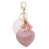 Adorable Mini Heart Key Ring Decorated With Beads And Metal Fringes Decoration Keychain Ornament Bag Hanging Charm