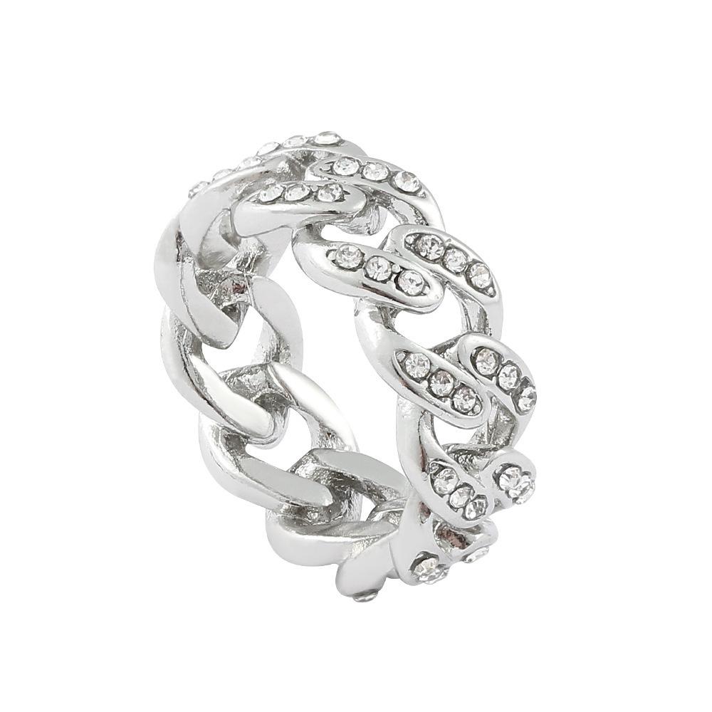 European and American Fashion Micro-embedded Hip-hop Cuban Ring Hip-hop Closed Ring Ring Fashion