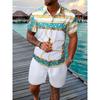 Short Sleeve Shirt And Shorts Set With 3d Plant Print European American Style