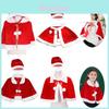 Luxurious Xmas Adult Kid Christmas Velvet Red Cloak With Matching Hat