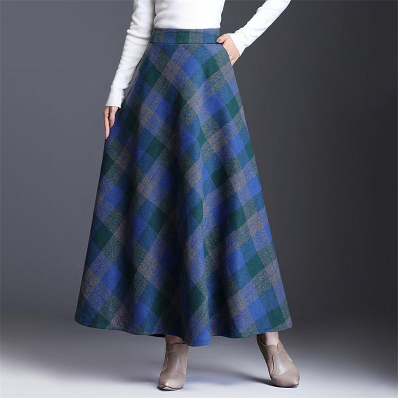 

Tooxika новая шерстяная полуюбка оверсайз для женщин с контрастной клетчатой ​​юбкой с высокой талией XXXL