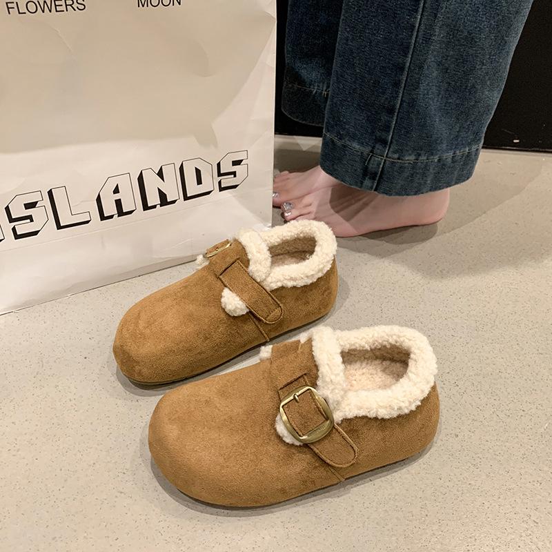 Damskie zimowe lekkie ciepłe futro na grubej podeszwie jednokrokowe pluszowe śniegowce antypoślizgowe odporne na zużycie casualowe sportowe bawełniane buty