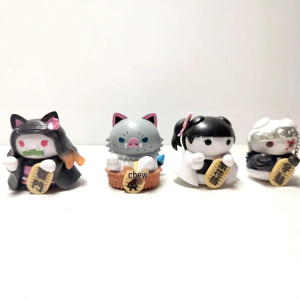 Demon Slayer Lucky Cat Ornaments: Nezuko, Zenitsu, Tanjiro & The Hashira Figurines - Set of 8 Styles