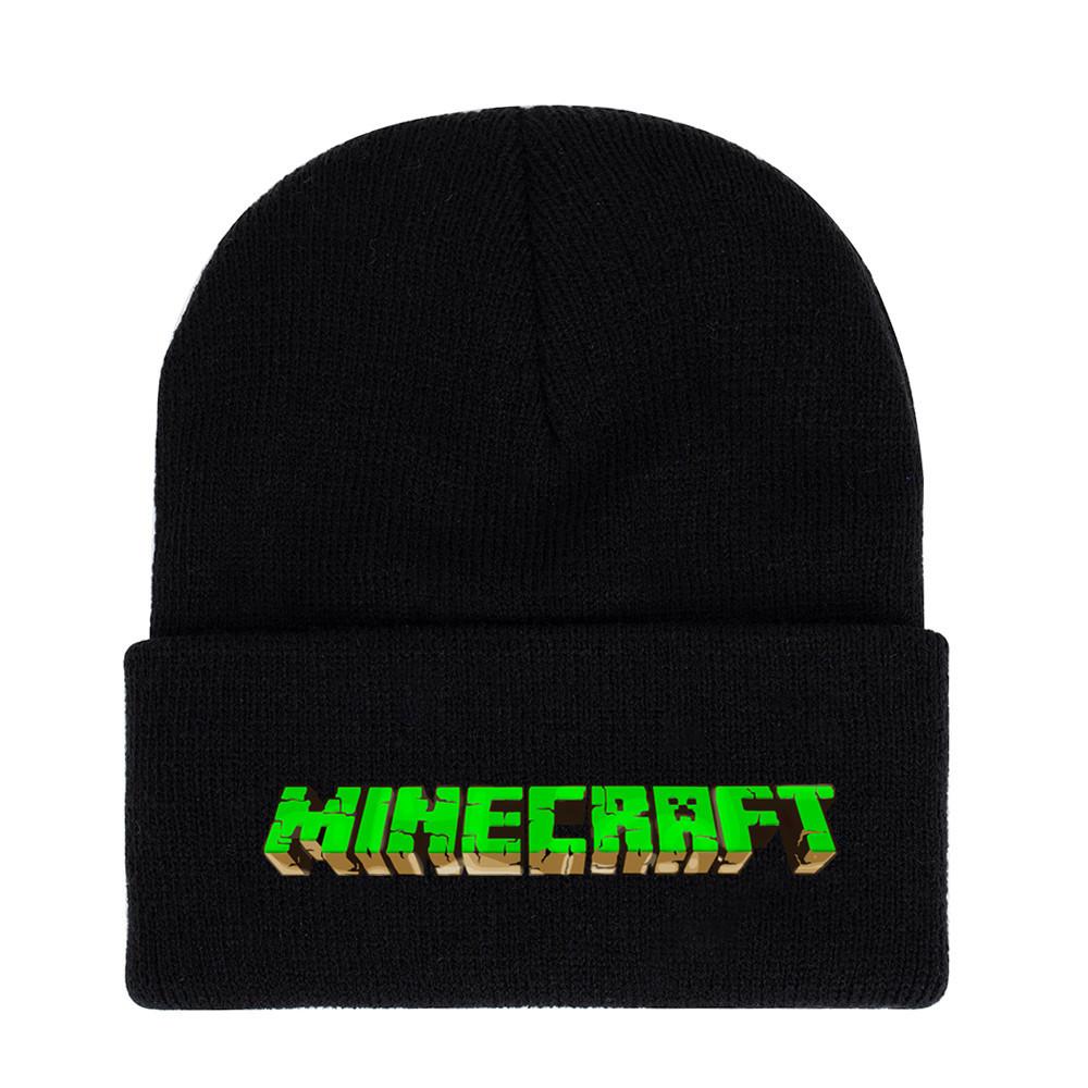 Minecraft Knit Beanie Cartoon Print Warm Unisex Winter Hat For Casual Wear