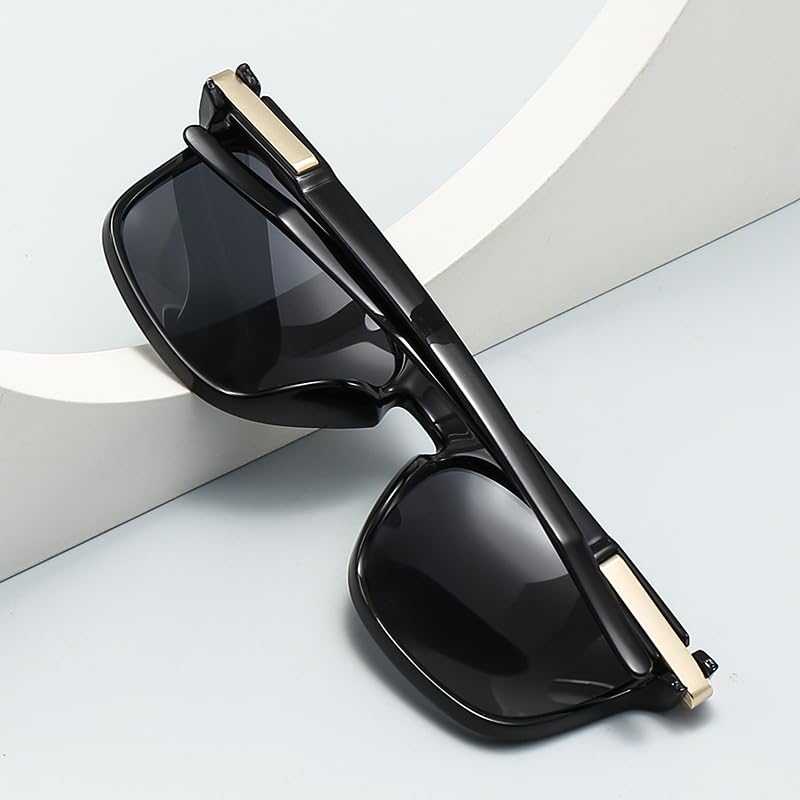 Polarized Photochromic Sunglasses for and Strong UV Protection Fishing, Driving, Sports, Ultra-Lightweight, Light, (Gold/Black)