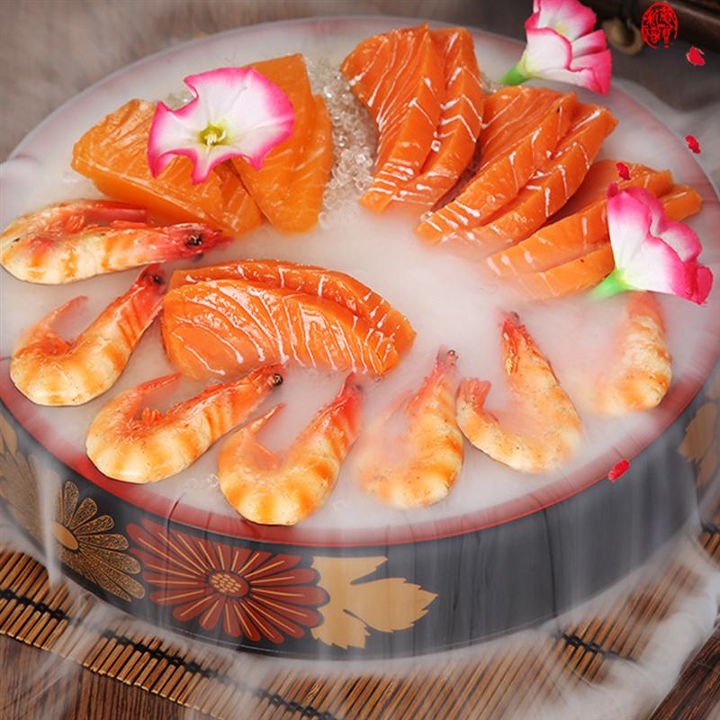Sashimi Dry Ice Plate Japanese Salmon Seafood Sushi Restaurant High-End Flat Plate Serving Plate