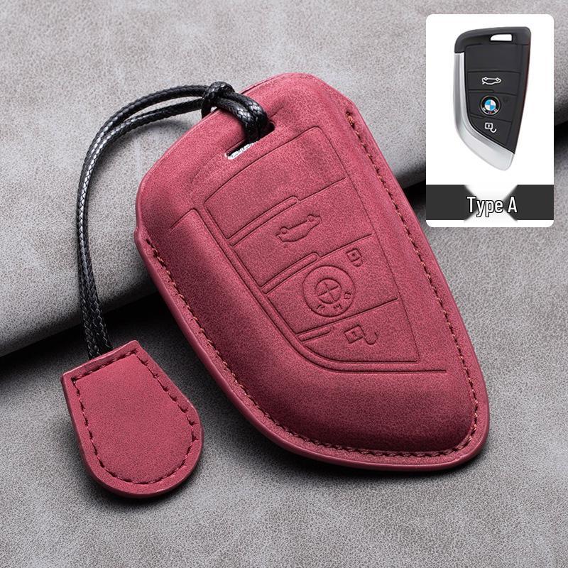Compatible Leather Keychain Shell for BMW Series: Fits X1, X3, X5, 1 Series, 3 Series, 5 Series, 6 Series, 7 Series, NFC Card Snap