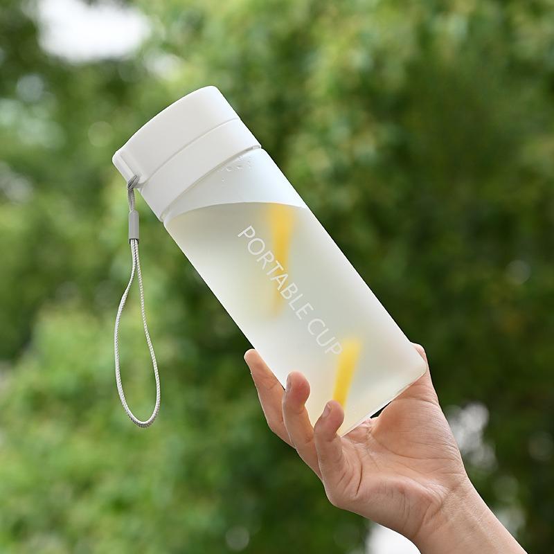 Sports Water Cup Outdoor Large Capacity Frosted Transparent Plastic Water Cup Portable Handheld Rope Cup Summer High Appearance Water Bottle